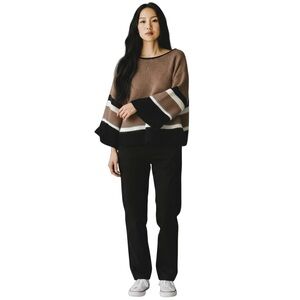 Lumiere Striped Earth Tone Bell Sleeve Knit Sweater size Small.